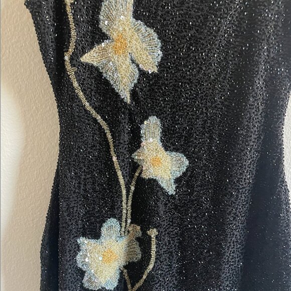 Staud Le Sable Beaded Mini Dress Botanical Shadows Size Medium - Picture 5 of 10